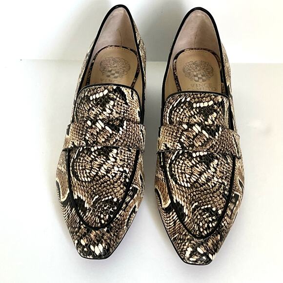 Vince Camuto Adealia Loafers Size 10M Snake Print Leather Flats Dress Shoes - Picture 2 of 11